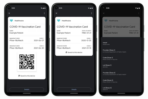 谷歌对安卓设备添加了虚拟新冠疫苗接种卡的支持